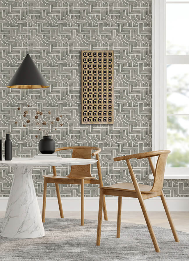 Grey Blythe Peel & Stick Wallpaper - York Wallcoverings - NUS4936 - York Wallcoverings Wallpaper