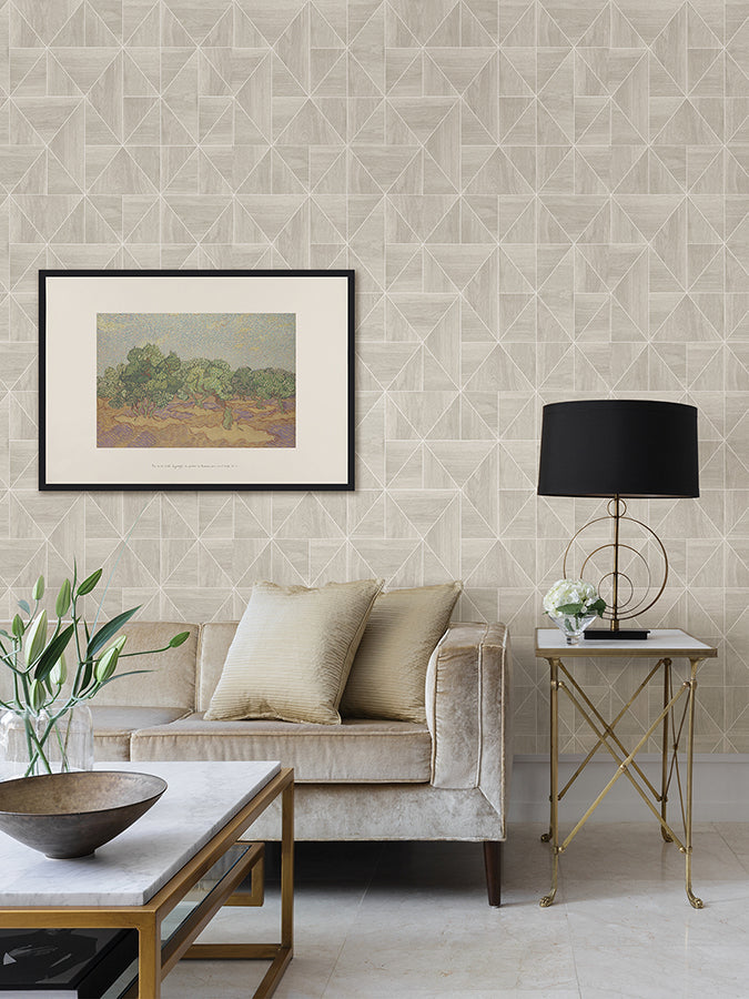 Taupe Lazlo Peel and Stick Wallpaper - Brewster Wallcovering