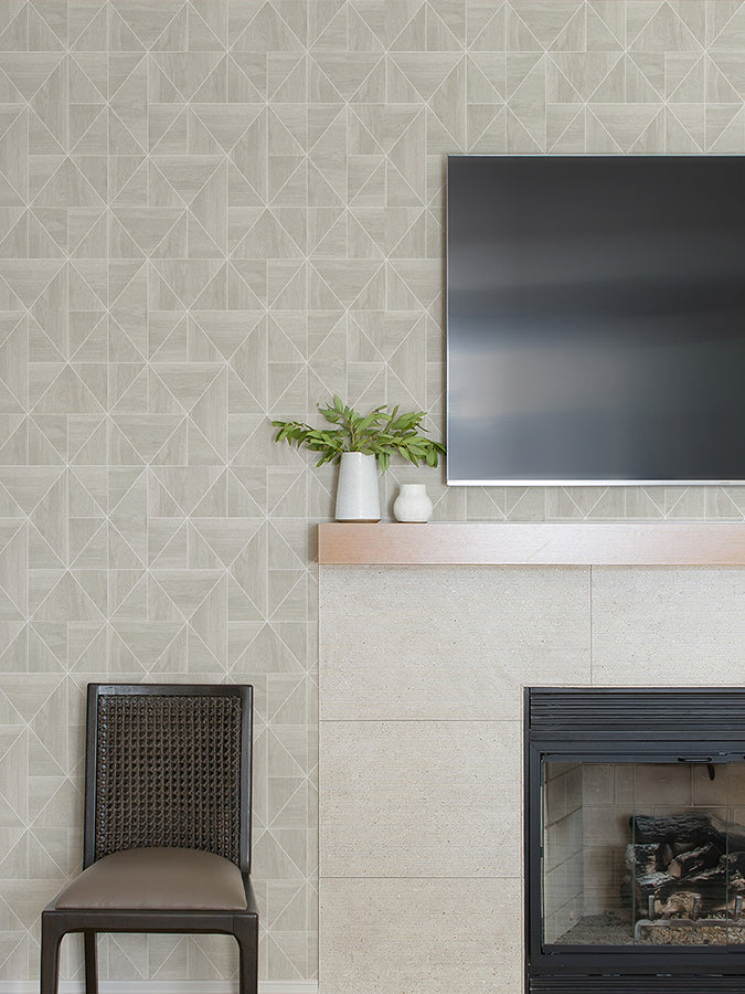 Taupe Lazlo Peel and Stick Wallpaper - Brewster Wallcovering