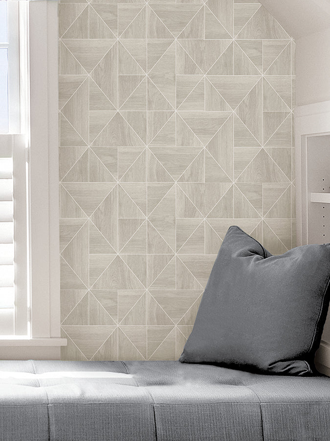 Taupe Lazlo Peel and Stick Wallpaper - Brewster Wallcovering