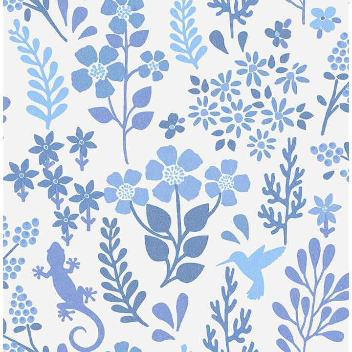 Karina Blue Meadow Wallpaper - York Wallcoverings - 2980-26171