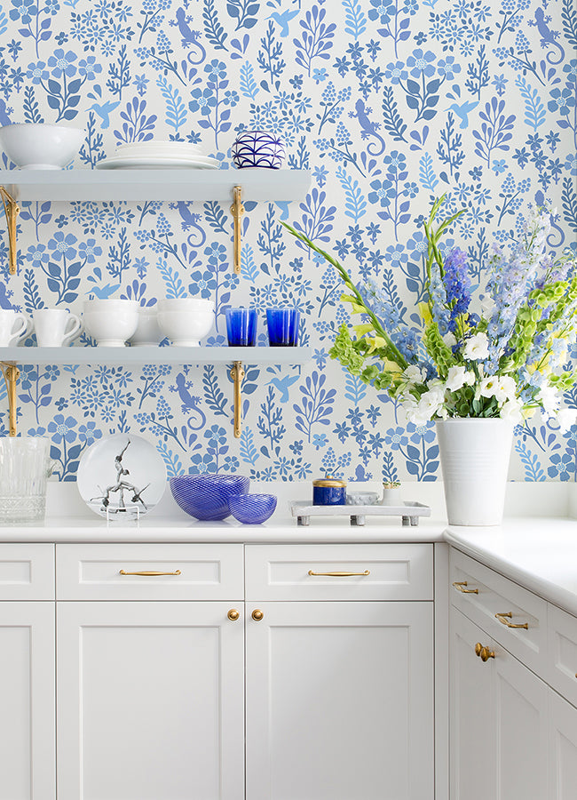 Karina Blue Meadow Wallpaper  | Brewster Wallcovering - The WorkRm