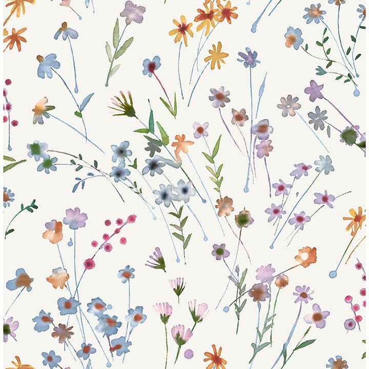 Heidi Peach Watercolor Florals Wallpaper - York Wallcoverings - 2980-26175 - York Wallcoverings Wallpaper