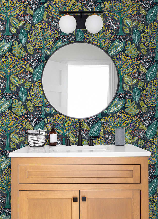 Kiah Blue Forest Wallpaper  | Brewster Wallcovering - The WorkRm