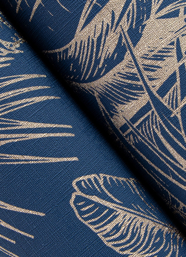 Serra Dark Blue Palm Wallpaper  | Brewster Wallcovering - The WorkRm