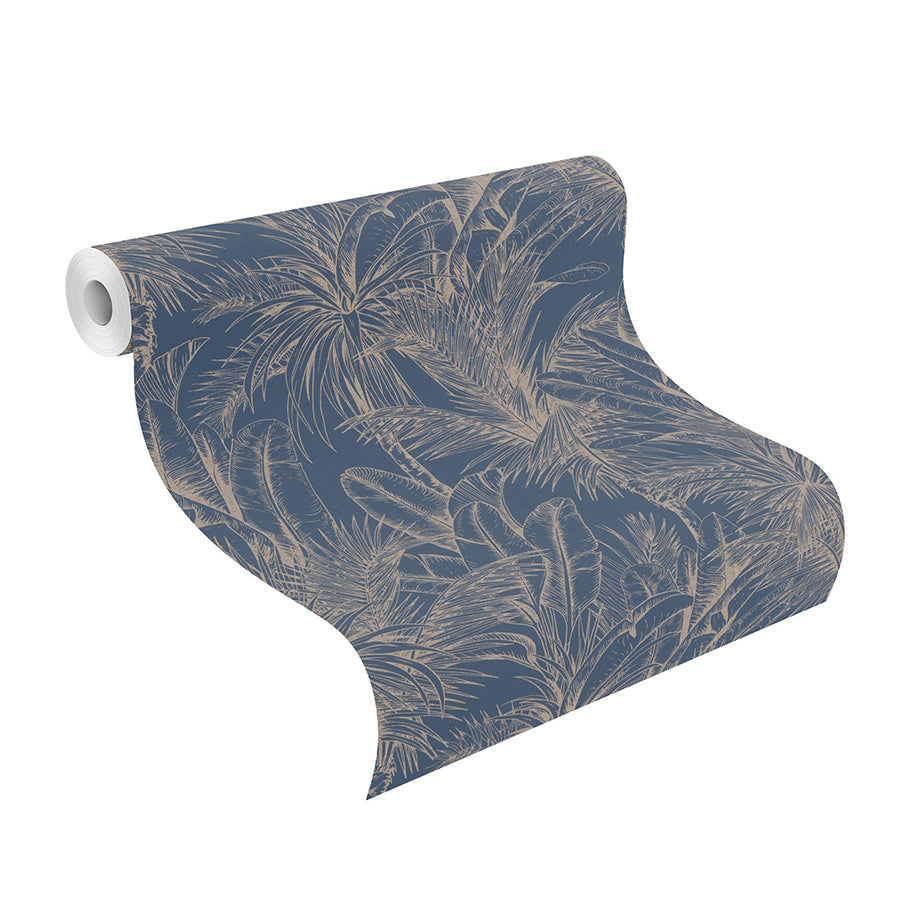 Serra Dark Blue Palm Wallpaper  | Brewster Wallcovering - The WorkRm