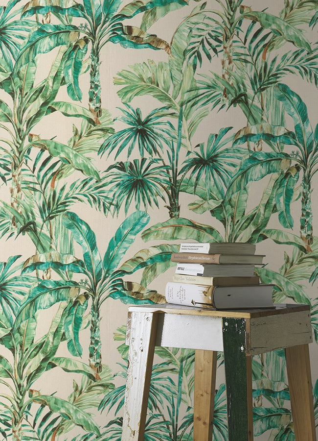 Calle White Tropical Wallpaper - Brewster Wallcovering