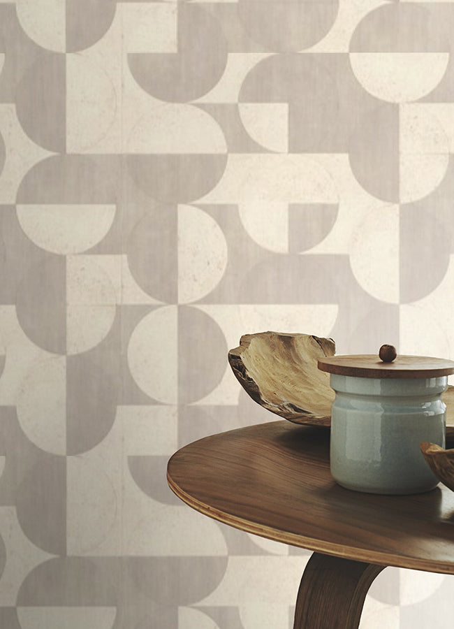 Barcelo Light Grey Circles Wallpaper - Brewster Wallcovering