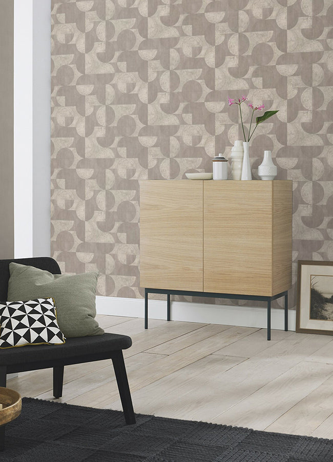 Barcelo Grey Circles Wallpaper - Brewster Wallcovering