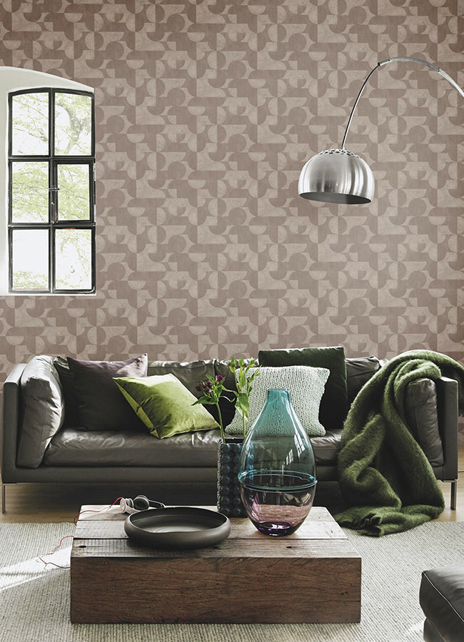 Barcelo Brown Circles Wallpaper  | Brewster Wallcovering - The WorkRm