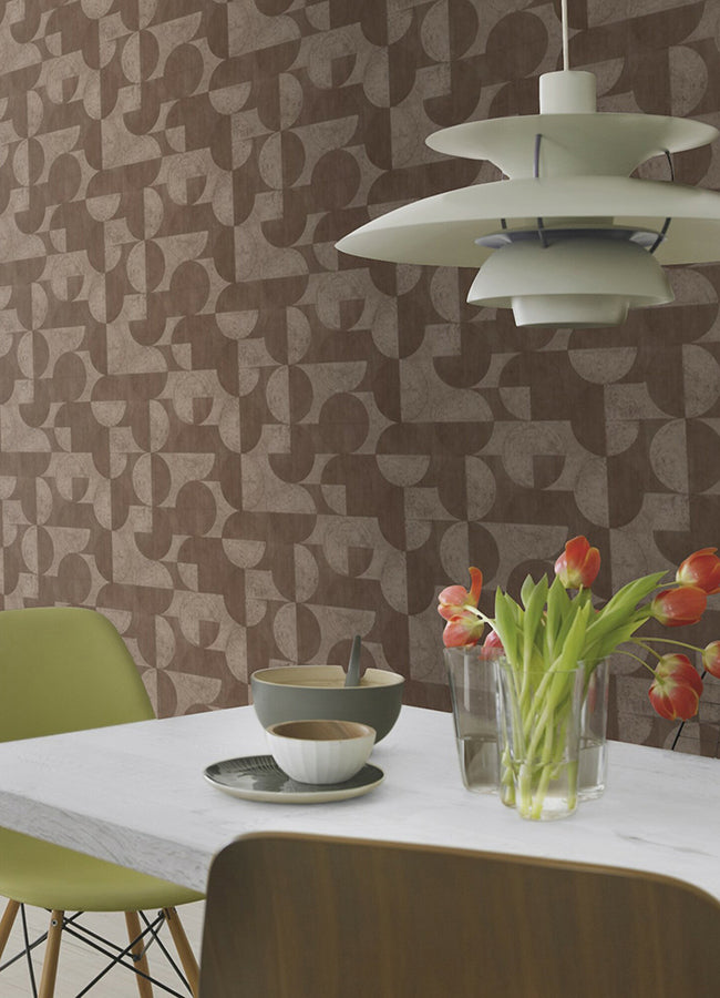 Barcelo Brown Circles Wallpaper  | Brewster Wallcovering - The WorkRm