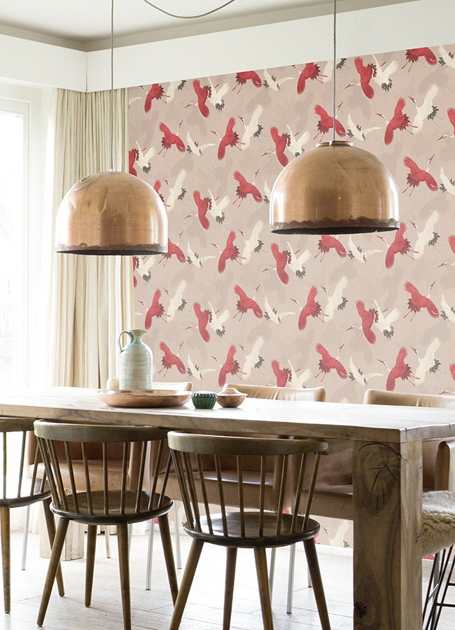 Kusama Neutral Crane Wallpaper - Brewster Wallcovering