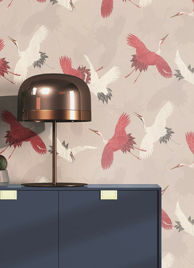 Kusama Neutral Crane Wallpaper - Brewster Wallcovering