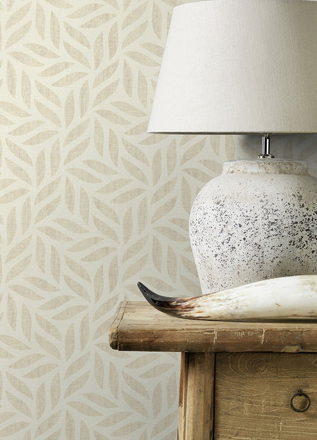 Sagano Taupe Leaf Wallpaper  | Brewster Wallcovering - The WorkRm