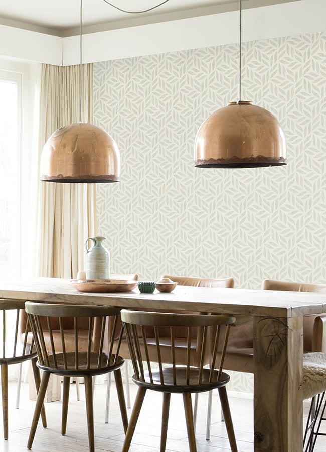 Sagano Light Grey Leaf Wallpaper - York Wallcoverings - 2980-704631 - York Wallcoverings Wallpaper