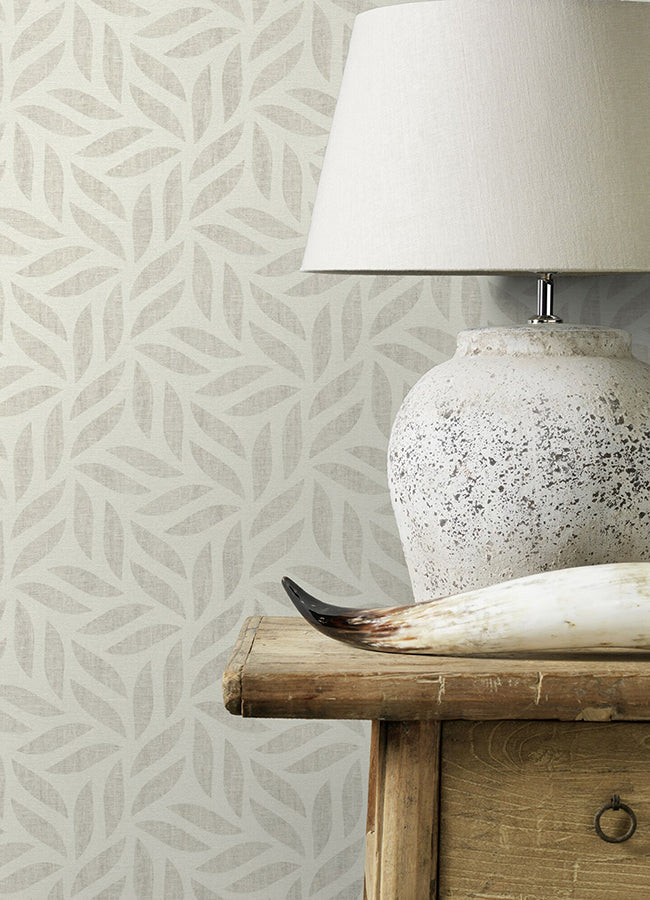 Sagano Light Grey Leaf Wallpaper - York Wallcoverings - 2980-704631 - York Wallcoverings Wallpaper