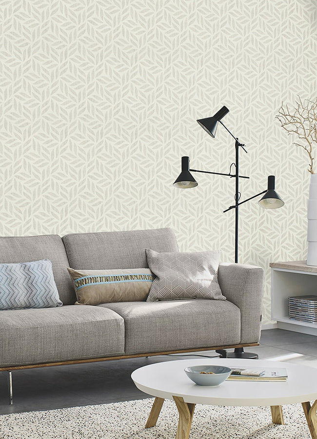 Sagano Light Grey Leaf Wallpaper - York Wallcoverings - 2980-704631 - York Wallcoverings Wallpaper