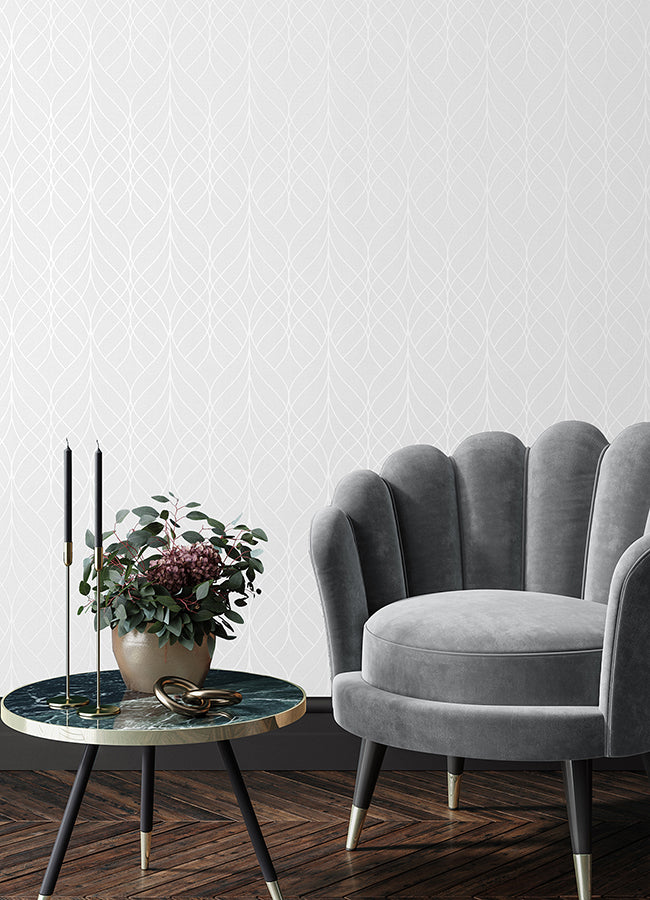 Hartley Light Grey Geo Wallpaper - Brewster Wallcovering