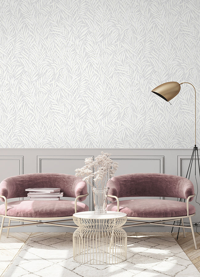 Holzer White Fern Wallpaper  | Brewster Wallcovering - The WorkRm