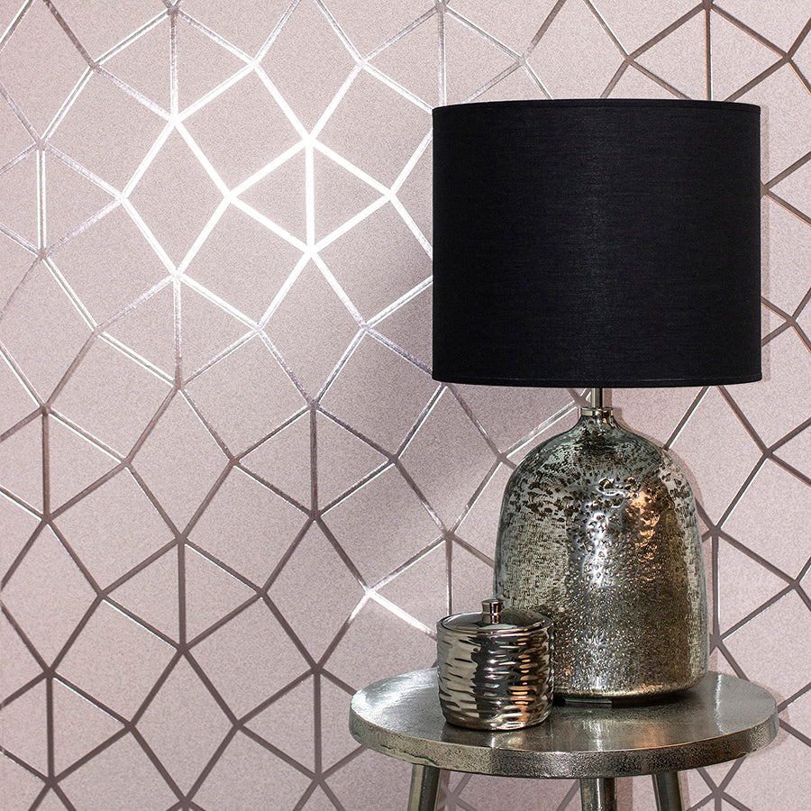 Stella Blush Geo Trellis Wallpaper - Brewster Wallcovering