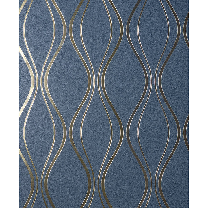 Brewster Wallcovering-Odie Blue Contour Wave Wallpaper