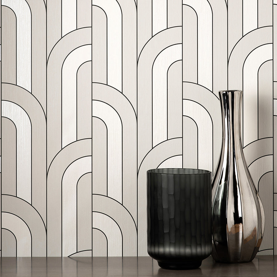 Ezra Platinum Arch Wallpaper - York Wallcoverings - FD42843 - York Wallcoverings Wallpaper
