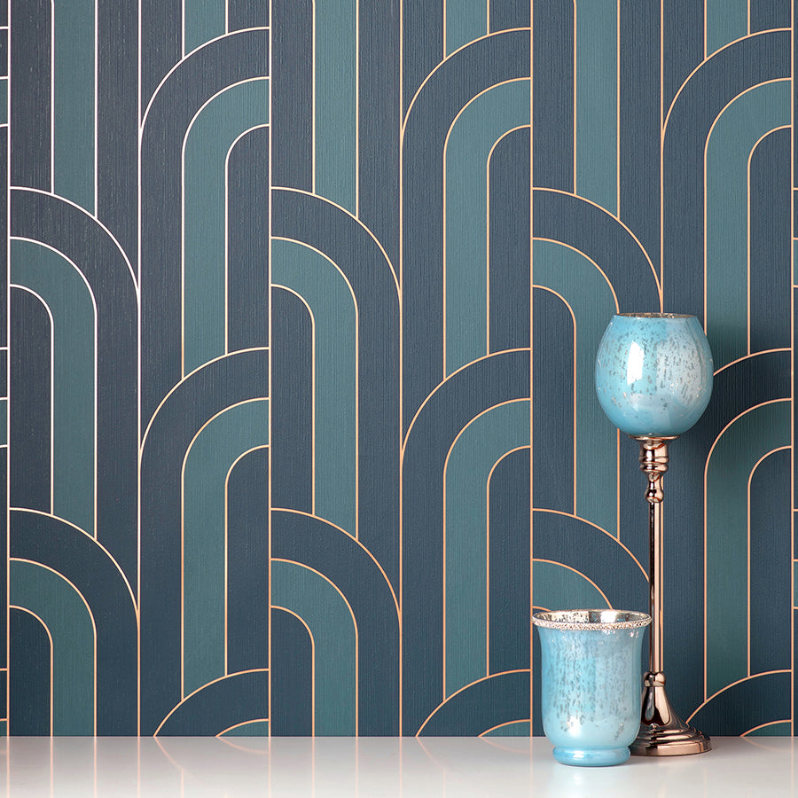 Ezra Blue Arch Wallpaper  | Brewster Wallcovering - The WorkRm