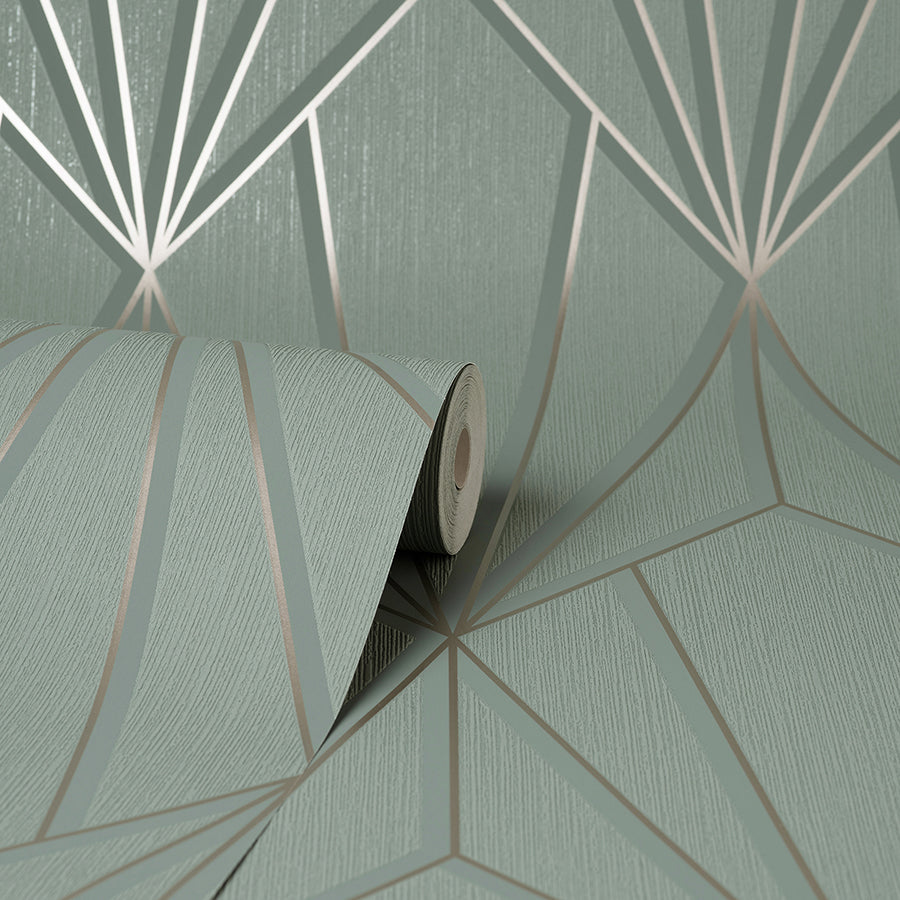 Silas Sage Geo Wallpaper - Brewster Wallcovering