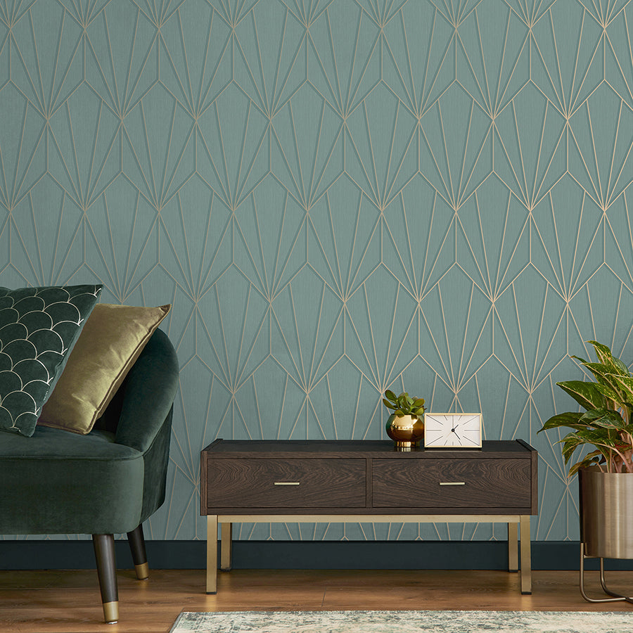 Silas Sage Geo Wallpaper - Brewster Wallcovering