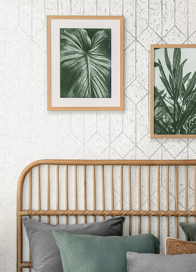 Hayden White Concrete Trellis Wallpaper  | Brewster Wallcovering - The WorkRm