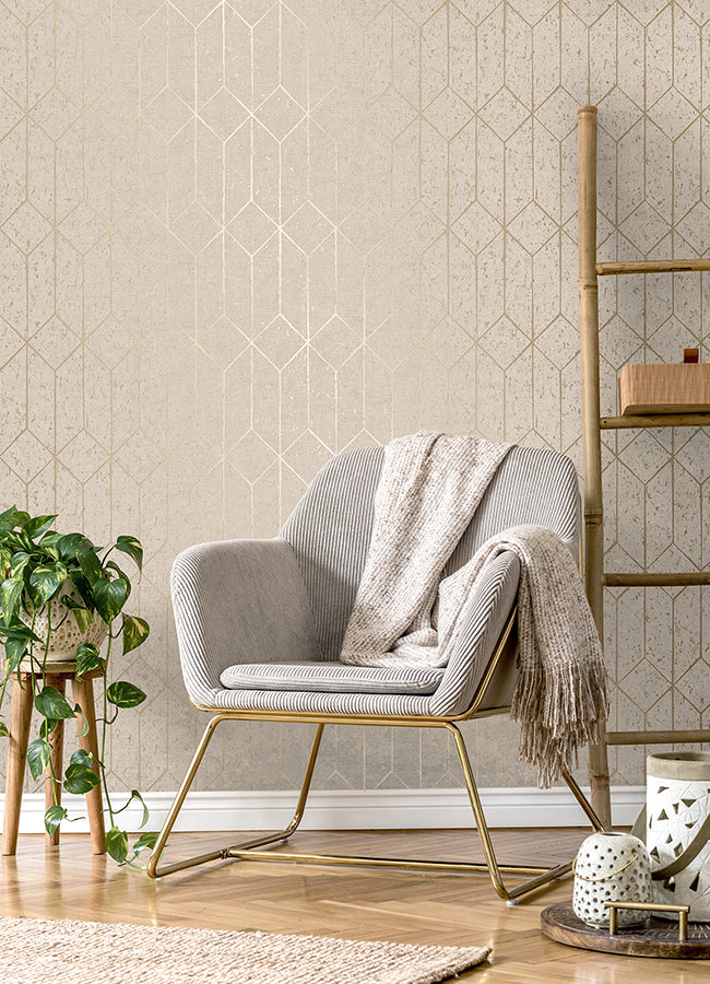 Hayden Bone Concrete Trellis Wallpaper  | Brewster Wallcovering - The WorkRm