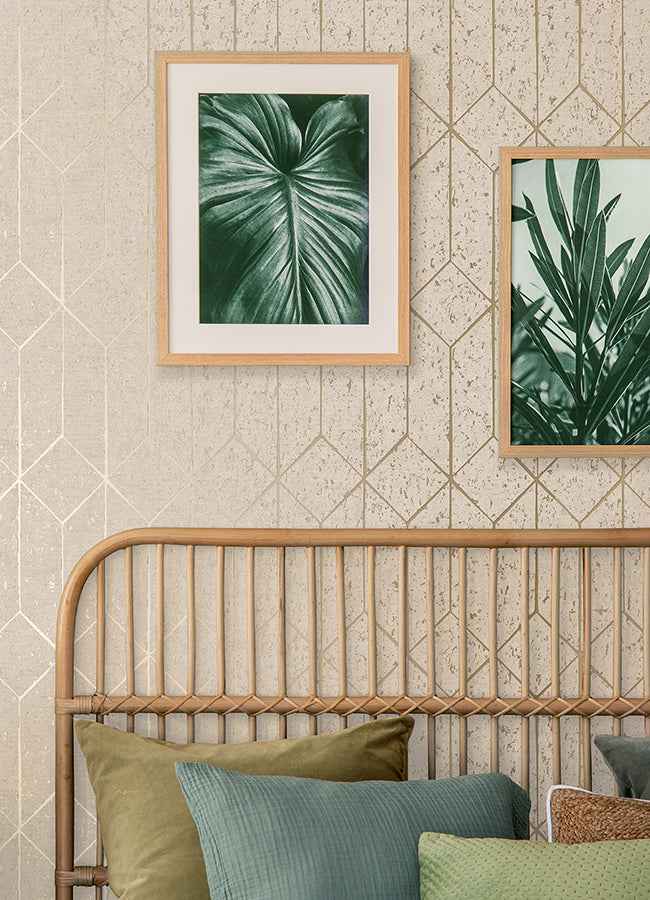 Hayden Bone Concrete Trellis Wallpaper - York Wallcoverings - 4125-26702 - York Wallcoverings Wallpaper