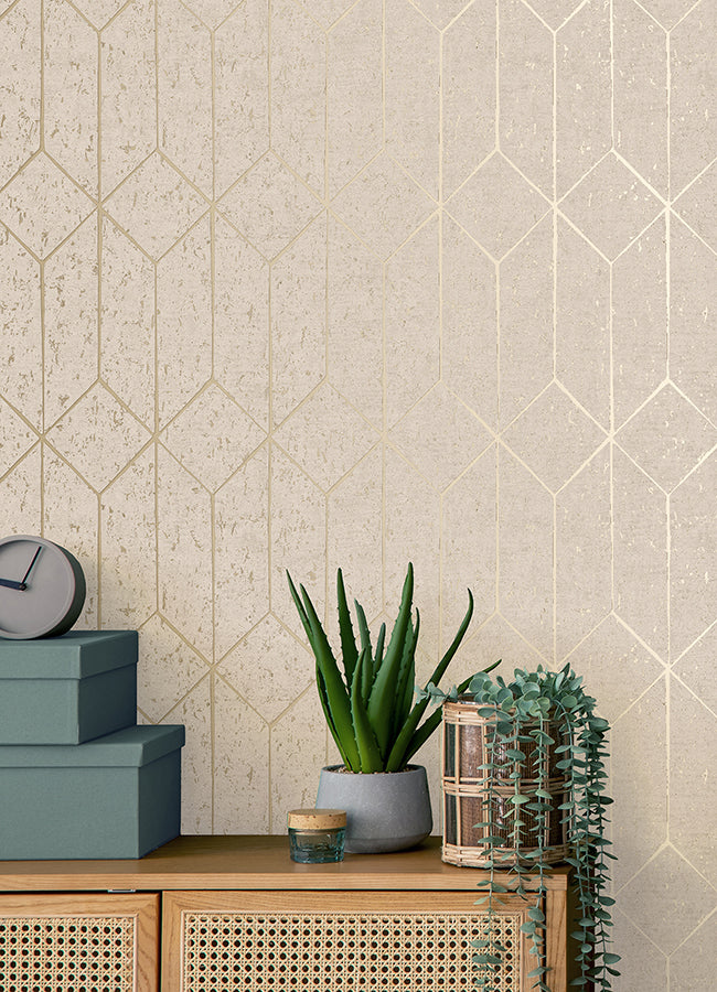 Hayden Bone Concrete Trellis Wallpaper  | Brewster Wallcovering - The WorkRm