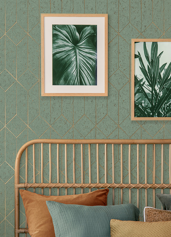 Hayden Mint Concrete Trellis Wallpaper  | Brewster Wallcovering - The WorkRm