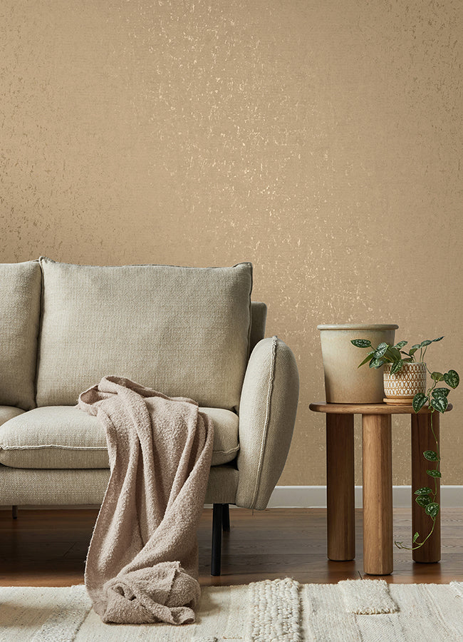 Callie Light Brown Concrete Wallpaper - Brewster Wallcovering