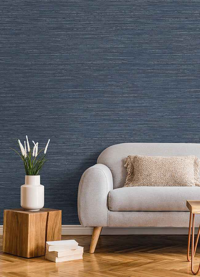 Alton Indigo Faux Grasscloth Wallpaper - York Wallcoverings - 4125-26712 - York Wallcoverings Wallpaper