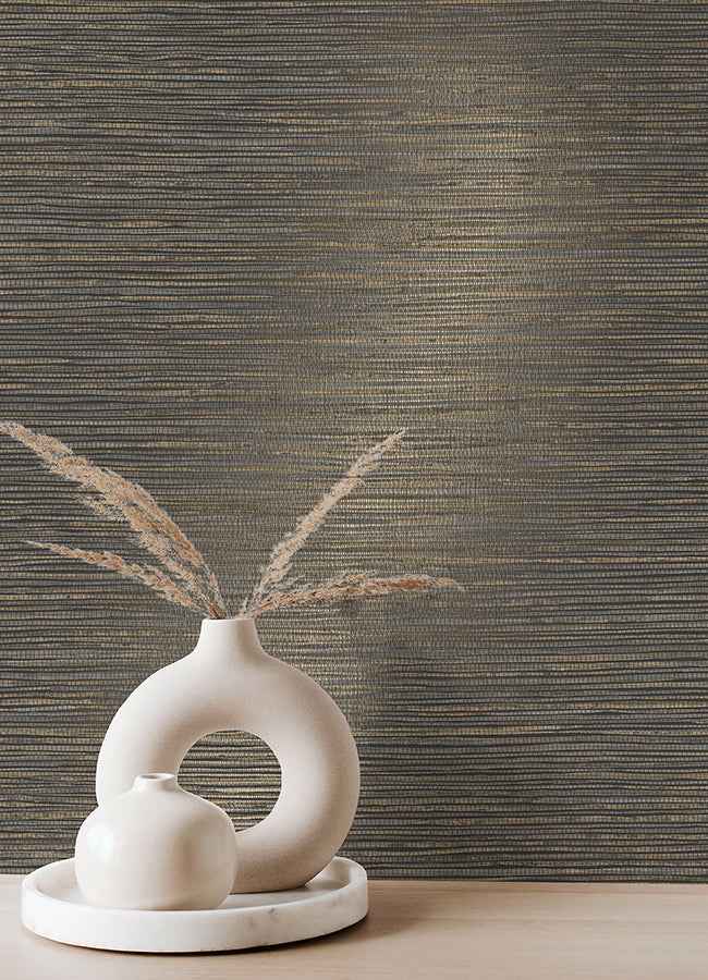Alton Black Faux Grasscloth Wallpaper - York Wallcoverings - 4125-26716 - York Wallcoverings Wallpaper