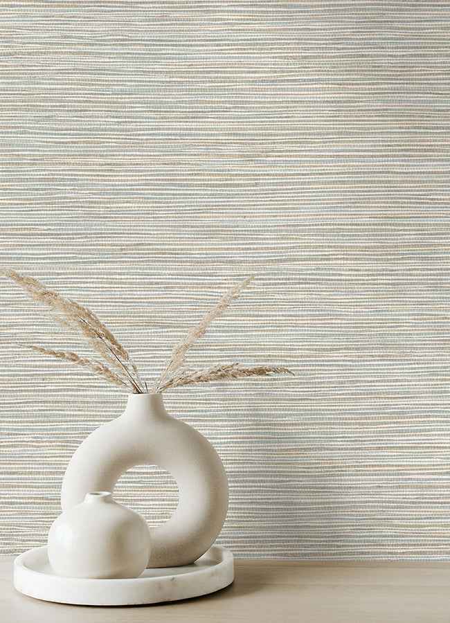 Alton Light Blue Faux Grasscloth Wallpaper - York Wallcoverings - 4125-26719 - York Wallcoverings Wallpaper