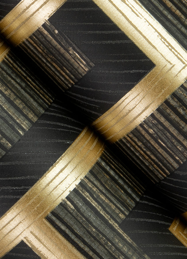 Henley Black Geometric Grasscloth Wallpaper  | Brewster Wallcovering - The WorkRm