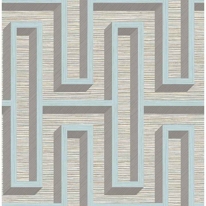 Henley Light Blue Geometric Grasscloth Wallpaper - York Wallcoverings - 4125-26724 - York Wallcoverings Wallpaper