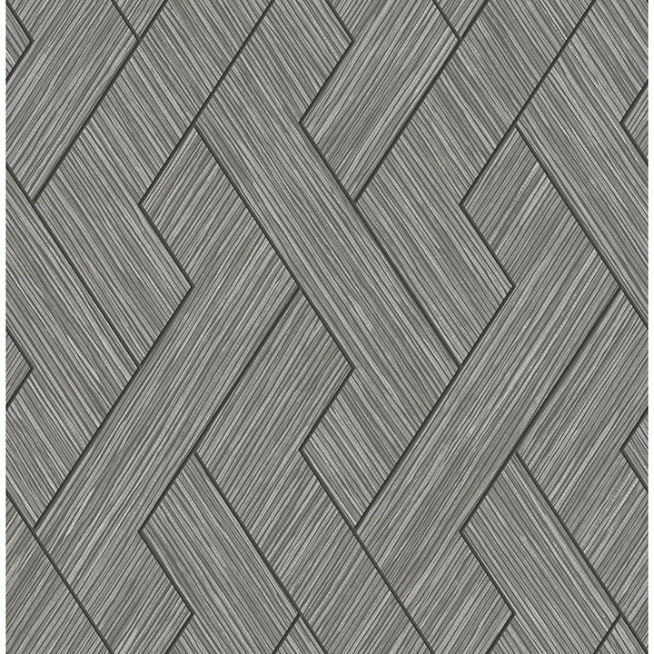 Picture of Ember Grey Geometric Basketweave Wallpaper