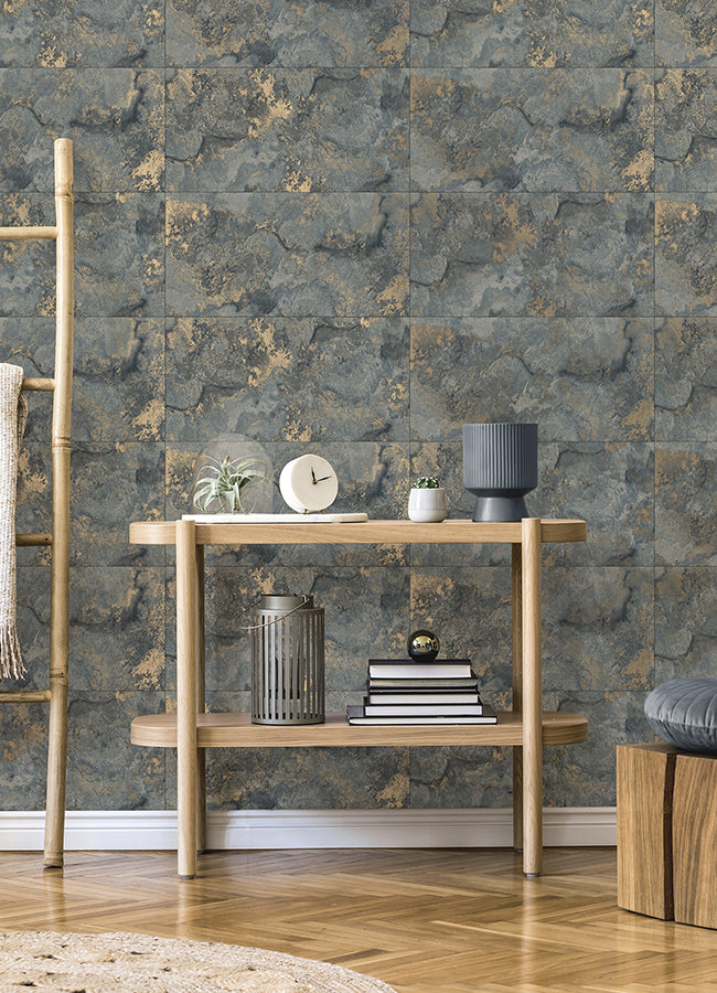 aria-slate-marbled-tile-wallpaper-york-wallcoverings-4125-26734 - York Wallcoverings Papel pintado