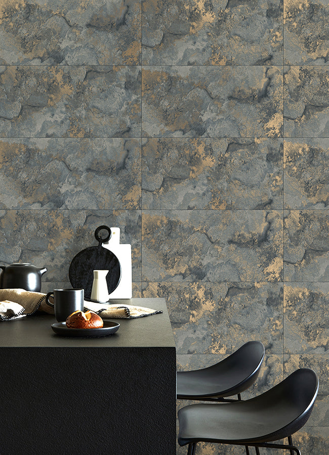 aria-slate-marbled-tile-wallpaper-york-wallcoverings-4125-26734 - York Wallcoverings Papel pintado