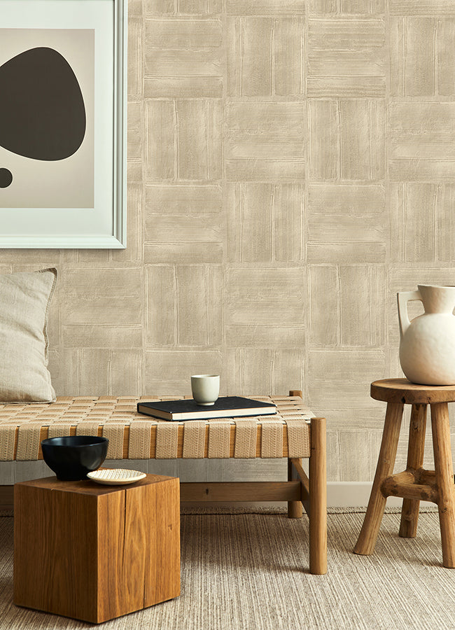 Jasper Neutral Block Texture Wallpaper  | Brewster Wallcovering