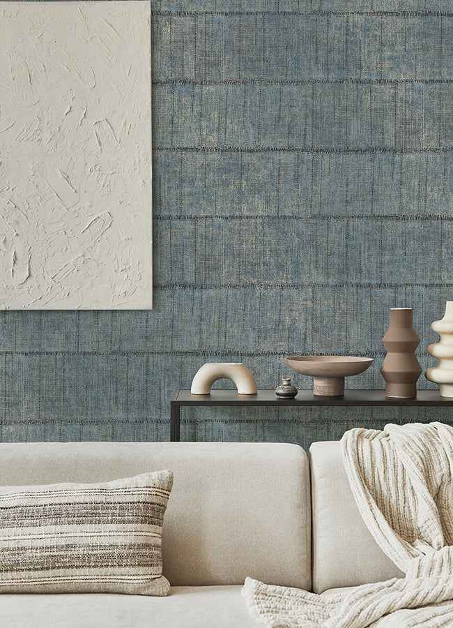 Blake Denim Texture Stripe Wallpaper - York Wallcoverings - 4125-26742 - York Wallcoverings Wallpaper