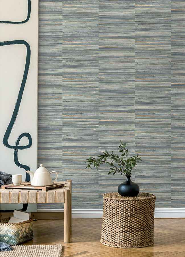 Rowan Blue Faux Grasscloth Wallpaper - York Wallcoverings - 4125-26745 - York Wallcoverings Wallpaper