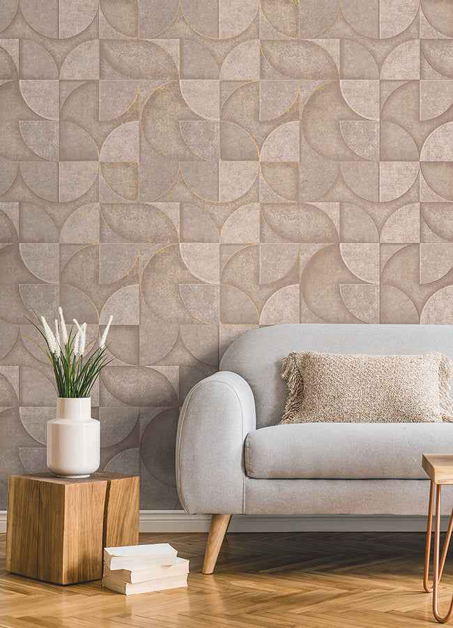 Addison Blush Retro Geo Wallpaper - York Wallcoverings - 4125-26748 - York Wallcoverings Wallpaper
