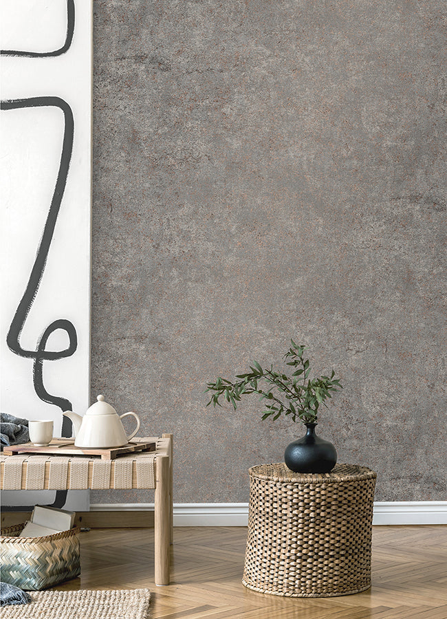 Colt Grey Cement Wallpaper - Brewster Wallcovering