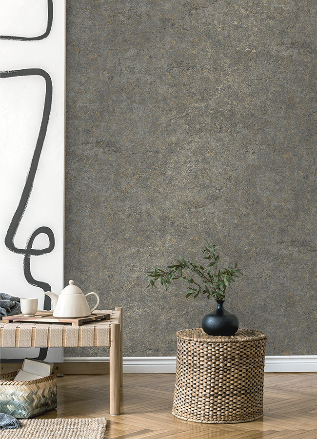 Colt Charcoal Cement Wallpaper - Brewster Wallcovering