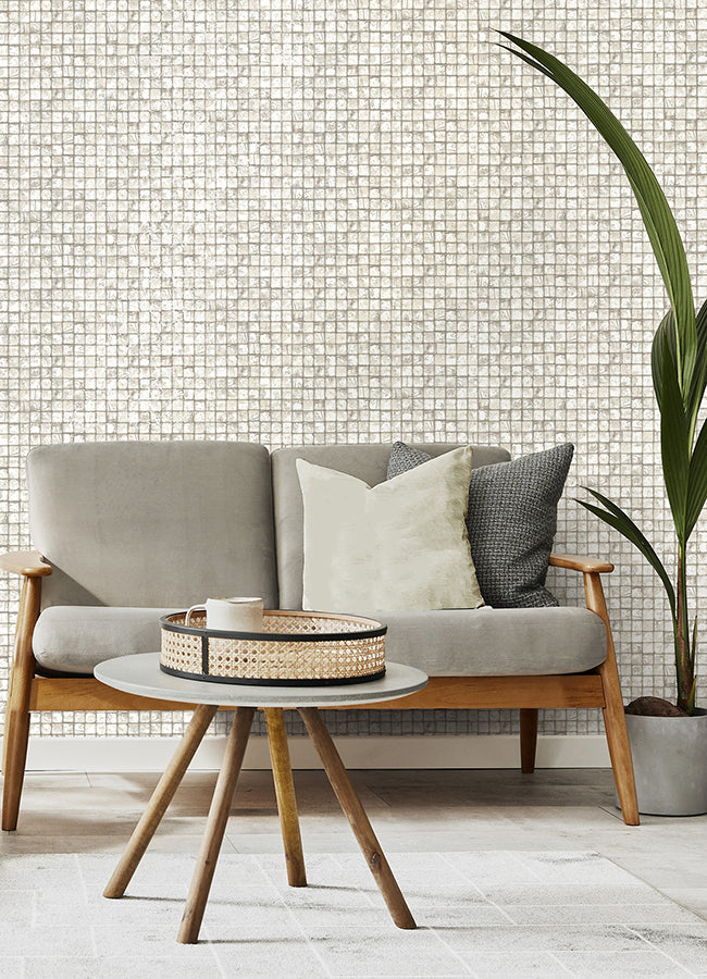 Kingsley Off-White Tiled Wallpaper  | Brewster Wallcovering - The WorkRm